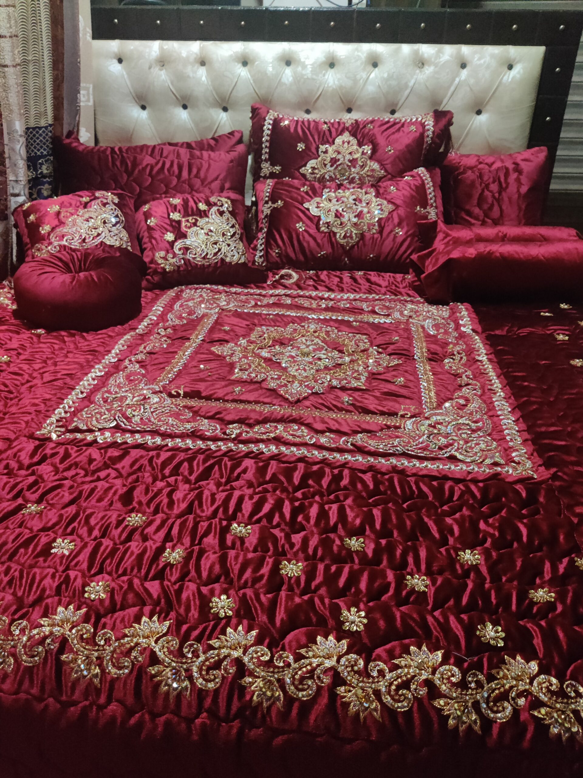 13PC Velvet Embroidered Cut Dana Comforter Set ABBA0 - MAROON - Image 7