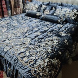 9PC Velvet Embroidered Comforter Set ABBA1- GREY