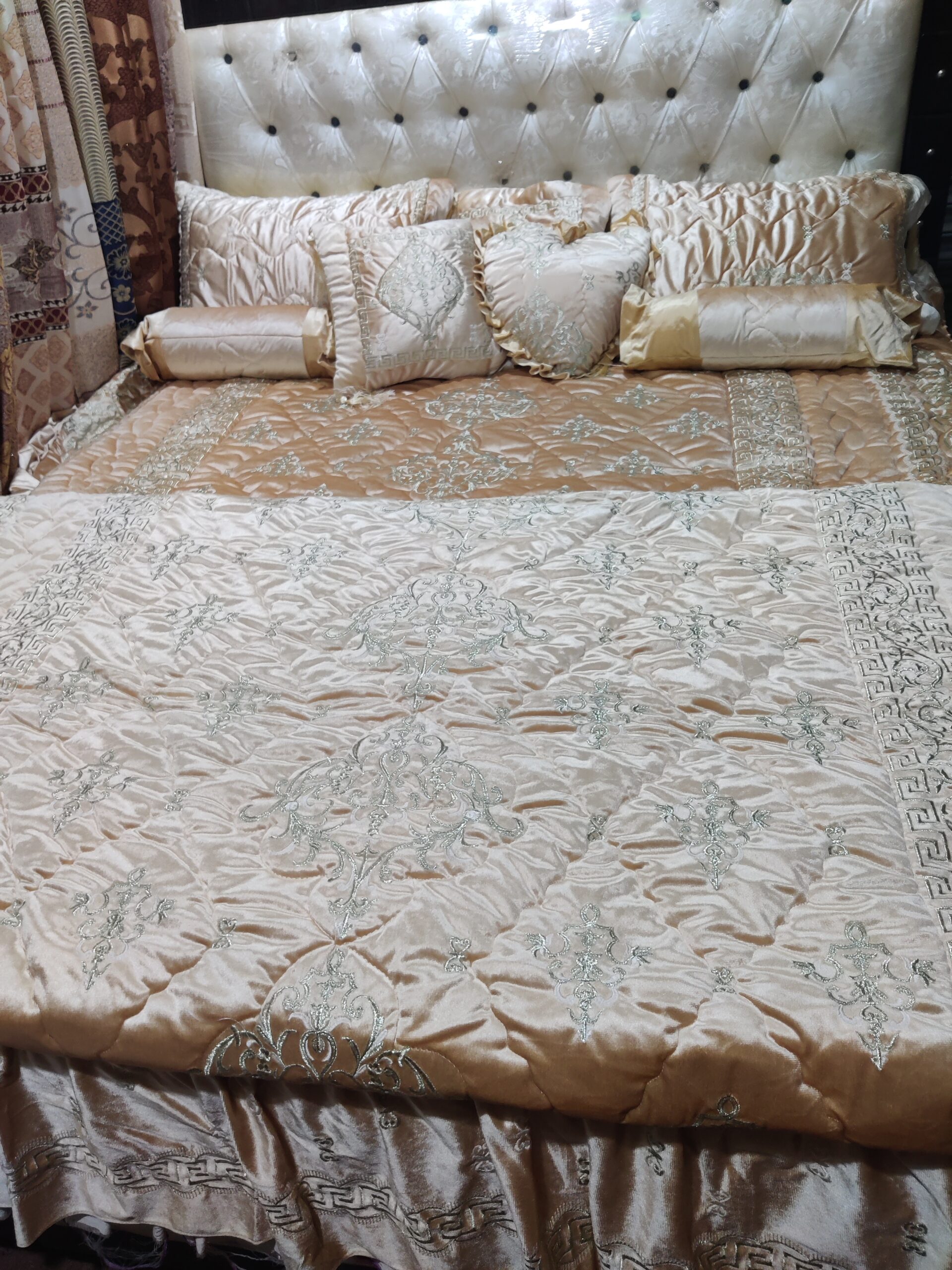 9PC Velvet Embroidered Comforter Set ABBA2- GOLDEN - Image 5