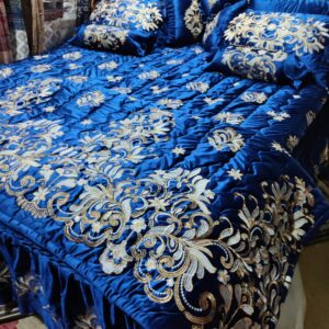 9PC Velvet Embroidered Comforter Set ABBA1- BLUE
