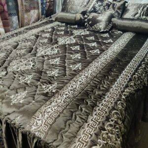 9PC Velvet Embroidered Comforter Set ABBA2- BROWN