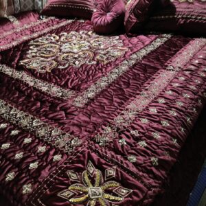 13PC Velvet Embroidered Motive Cut Dana Comforter Set ABBA6 - Maroon
