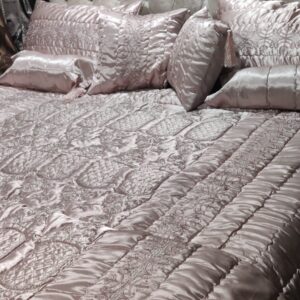 9PC Raad Silk Embroidered Comforter Set ABBA5 - TEA PINK