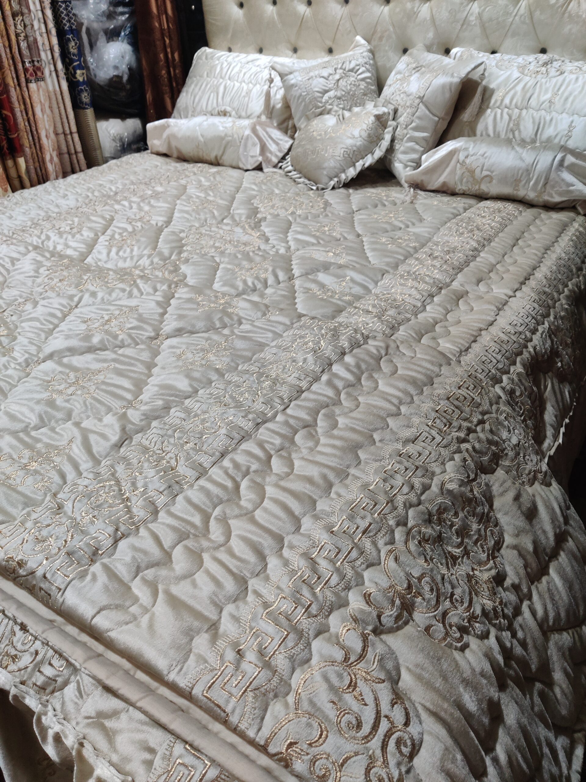 9PC Velvet Embroidered Comforter Set ABBA2- SKIN