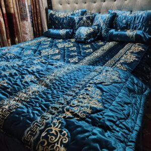 9PC Velvet Embroidered Comforter Set ABBA2- ZINC