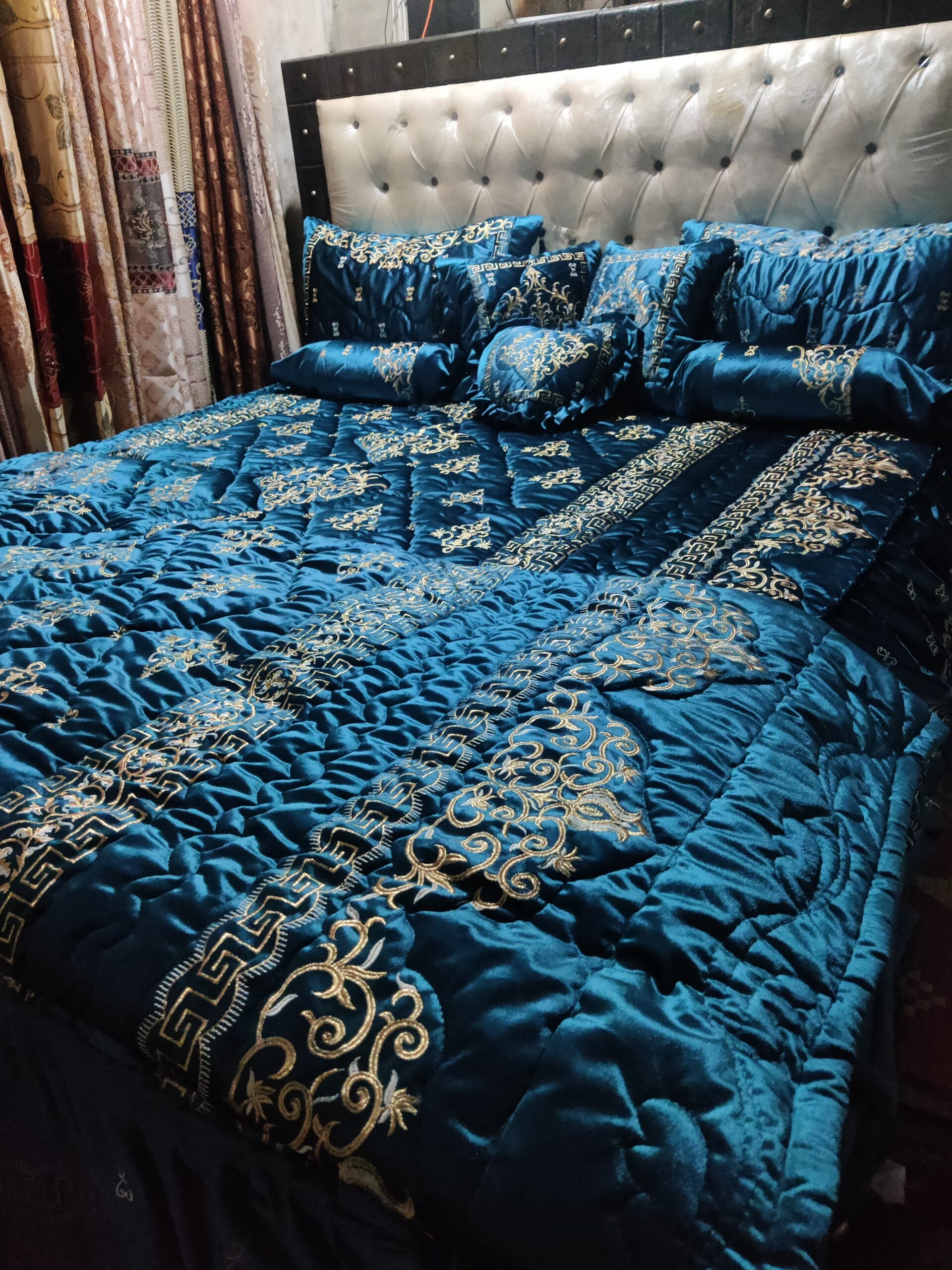 9PC Velvet Embroidered Comforter Set ABBA2- ZINC