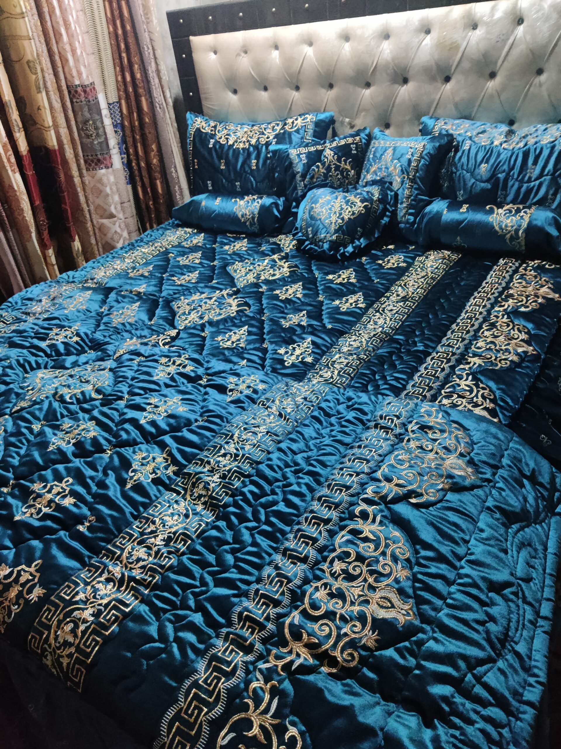 9PC Velvet Embroidered Comforter Set ABBA2- ZINC - Image 7