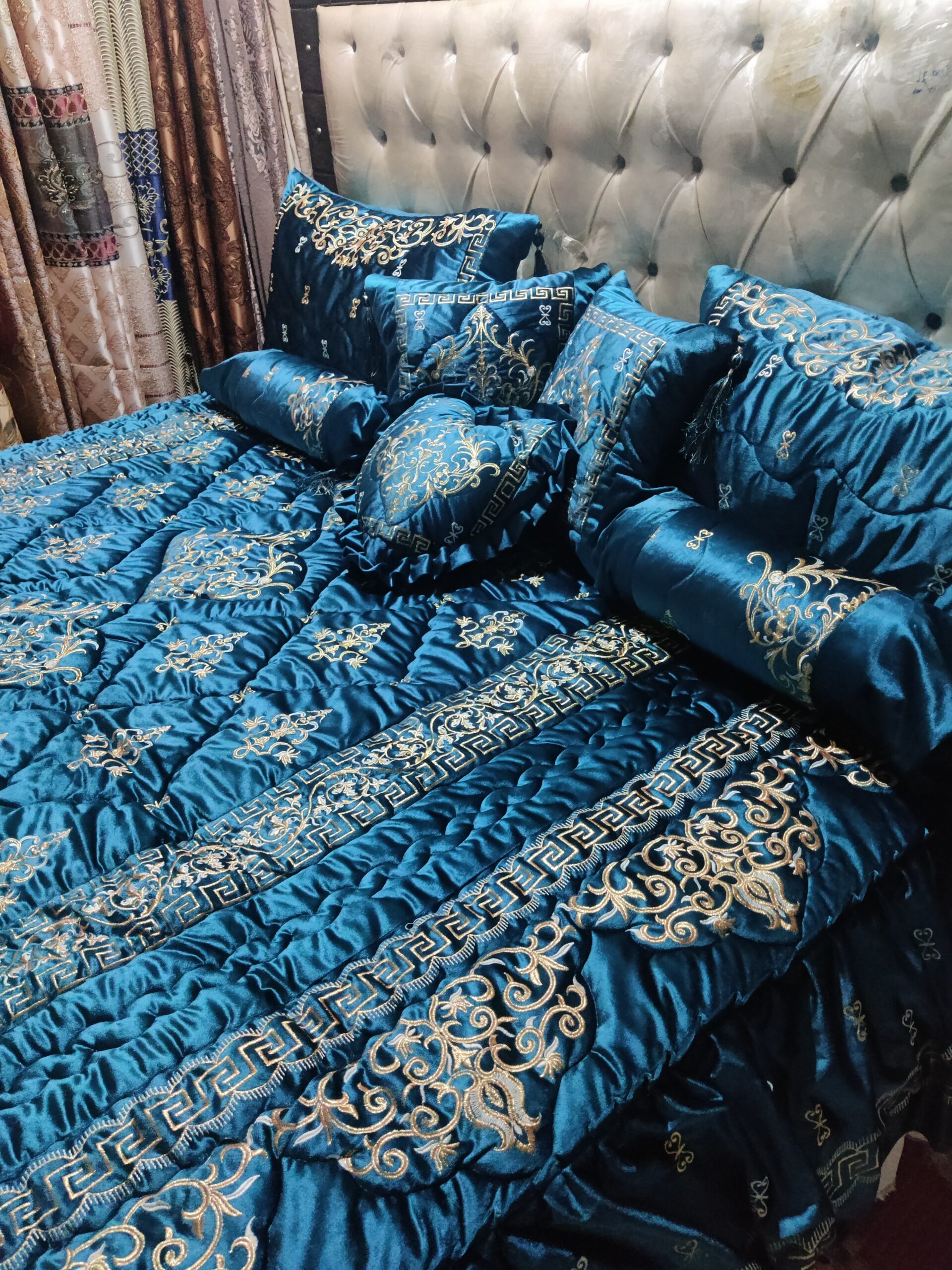 9PC Velvet Embroidered Comforter Set ABBA2- ZINC - Image 2